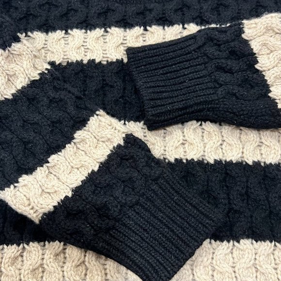 J Crew Women's Wool Striped Crew Sweater, Black Ivory, S - Picture 5 of 8